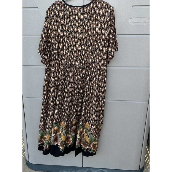 NWT Vtg More Jazz abstract print Midi baby doll Dress bead & shoulder pads sz 22 - Picture 4 of 12